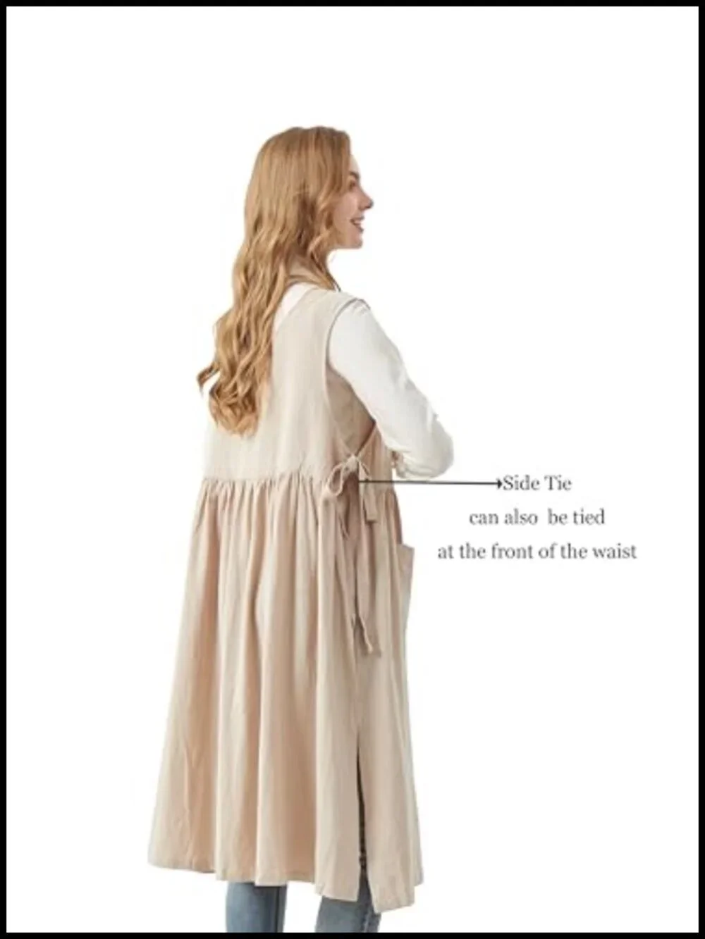 Cotton Bib Apron with Pockets Plus Size Split Leg Design for Kitchen Gardening